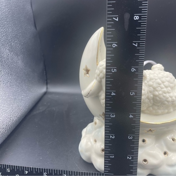 Lenox lazy lambs lamp porcelain sculpture moon and stars baby room nightlight - Picture 3 of 10